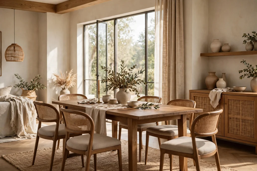 Dining Table Dimensions: Sizes by Seats (Chart) Dining table with chairs showing standard dining table dimensions