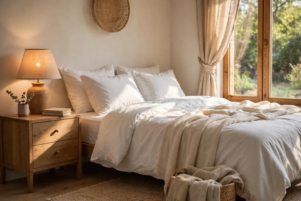 Standard nightstand dimensions chart with height, width, and depth measurements