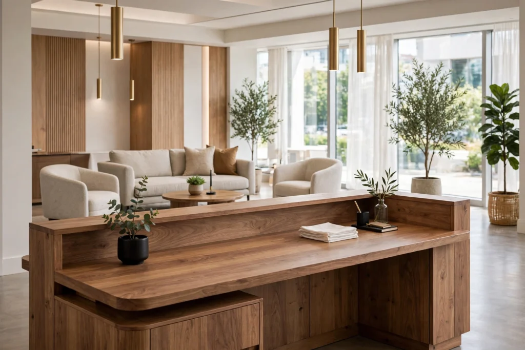 Reception desk dimensions guide: standard sizes and clearances
