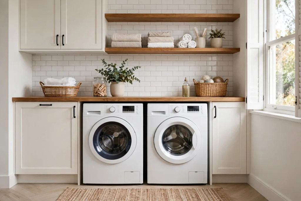 Washing Machine Dimensions: Standard Sizes & How to Check the Fit Front-load washing machine with clearance dimensions labeled